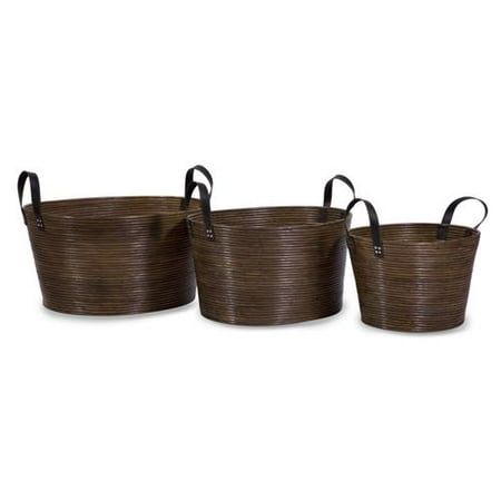 Set of 3 Open-Style Tightly Woven Rattan Storage Baskets