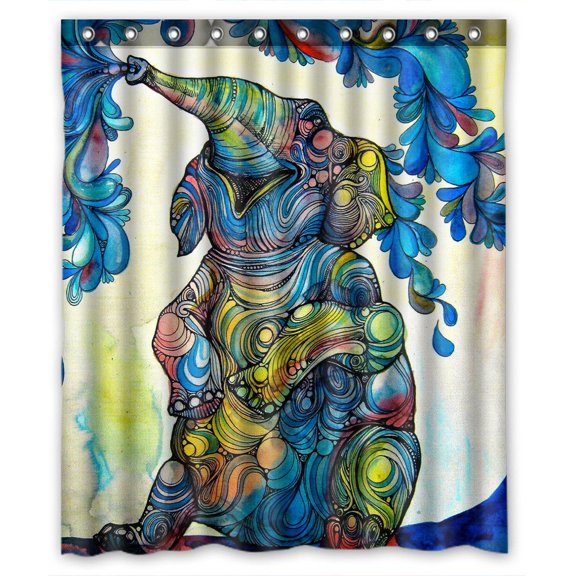 GCKG African Elephant Waterproof Polyester Shower Curtain Bathroom Deco 60x72 inches