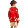 thumbnail image 2 of Haitryli Kids Boys Boxer Themed Outfit Boxing Training Outfit Satin Metallic Hooded Boxing Robes Cloak with Belt Red Gold 12, 2 of 7