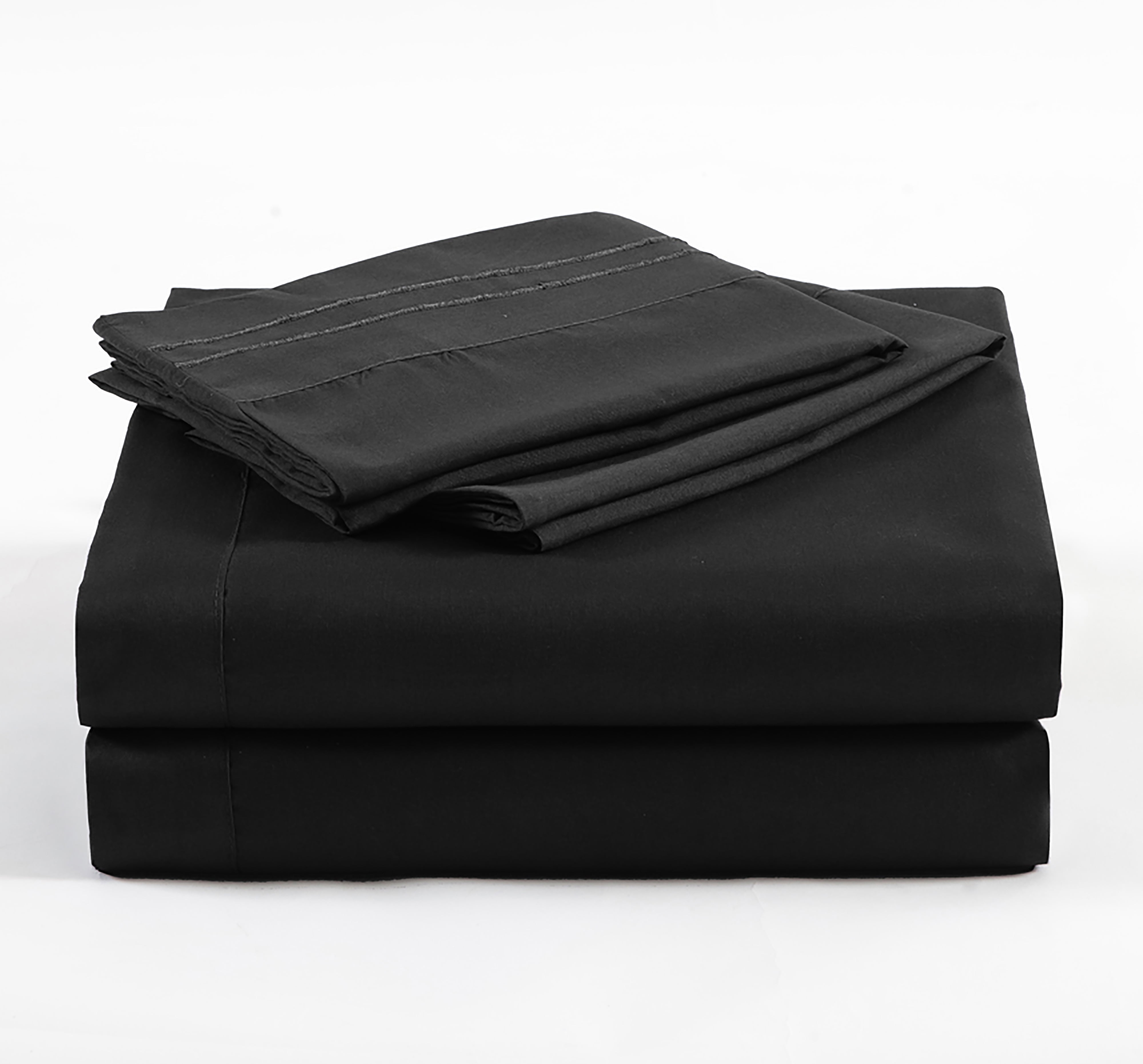 JCROWN Polyester Microfiber California King Sheet Set Black