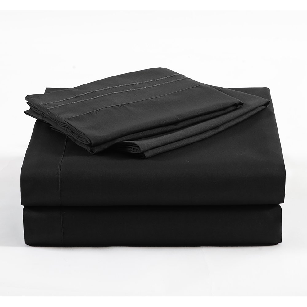 JCROWN Polyester Microfiber California King Sheet Set Black Walmart