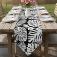thumbnail image 6 of Palm Tree Monstera Table Runner Linen Burlap Table Runner 70 Inches Long Black White Leaf Boho Botanical Tropical Dresser Scarves for Kitchen Island Coffee Dining Room Party Holiday Decor 13"x70", 6 of 8