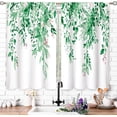 thumbnail image 6 of Emerald Teal Eucalyptus Botanical Leaves Floral Kitchen Window Curtains Over Sink Farmhouse Flower Spring Small Treatment Cafe Short Curtains for Bathroom Treatment Tier Drapes 27.5x39 inch, 6 of 6