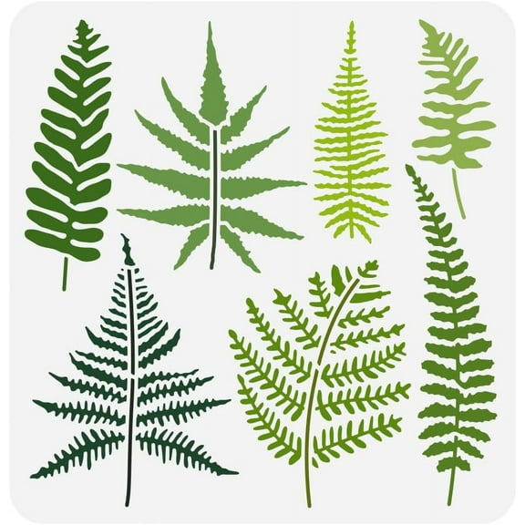 Fern Stencil for Painting 11.8x11.8 inch Fern Leaves Painting Stencil Reusable Leaf Pattern Plant Theme Template for Painting on Wall Wood Canvas Fabric Furniture DIY Home Decoration for diy