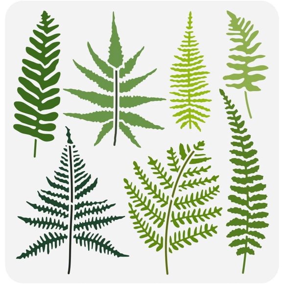 Fern Stencil for Painting 11.8x11.8 inch Fern Leaves Painting Stencil Reusable Leaf Pattern Plant Theme Template for Painting on Wall Wood Canvas Fabric Furniture DIY Home Decoration