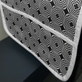 thumbnail image 3 of Black and White Microwave Oven Cover, Monochrome Bullseye Style Flowers Curved Half Circles Pattern Abstract, Water Resistant Organizer with Pockets Kitchen, 36" x 12", Black and White, by Ambesonne, 3 of 4