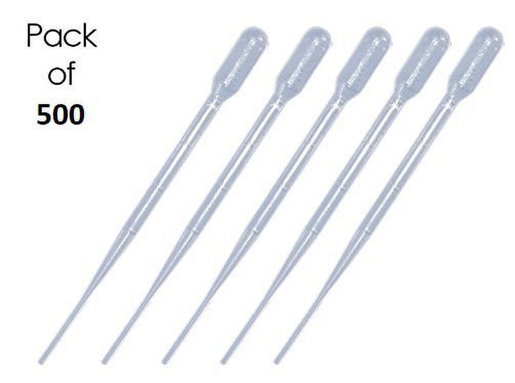 Plastic Transfer Pipettes, 5mL Capacity-Graduated to 1mL- Large Bulb, Non-Sterile, 500 pcs/Dispenser Box by BioRx Sponix