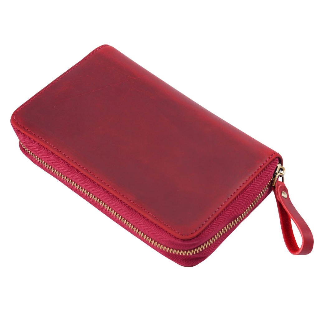 Traditional Fashion Genuine Cattlehide Pencil Case With Multiple Compartment Thin Plan For Students