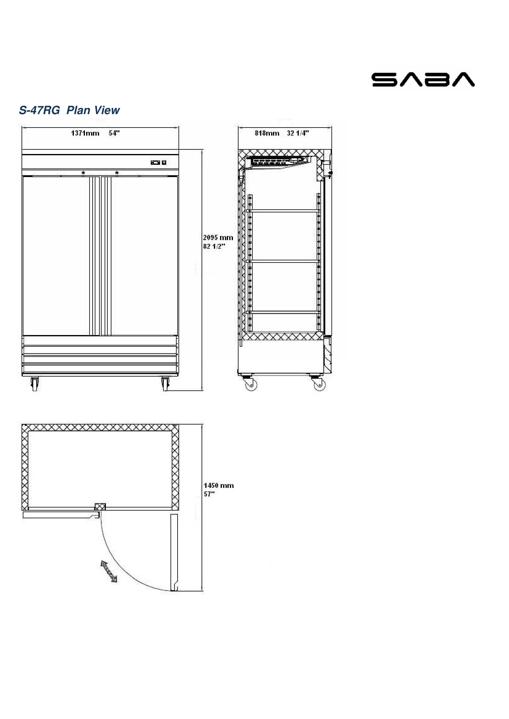 Heavy Duty Commercial Stainless Steel 47 cu ft Glass Door Reach-In Refrigerator (2 Door)
