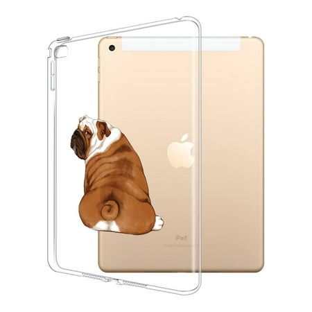 FINCIBO Soft TPU Clear Case Slim Protective Cover for Apple iPad Air 2, English Bulldog Look