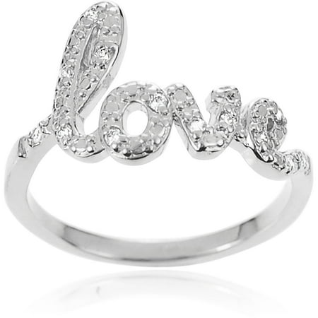 Brinley Co. Women's CZ Sterling Silver Love Fashion Ring, Silver