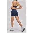thumbnail image 5 of PISONIC Workout Sets for Women 2 Piece Color Block Strappy Sports Bra High Waist Shorts Gym Yoga Pilates Outfits, 5 of 6