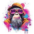 thumbnail image 3 of Adhesivo de pared con acuarela Gorilla Cool Chimpanzee Graffiti, 3 of 4