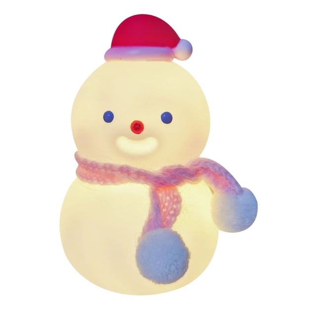 Snowman LED Night Light Cute Mini Button Battery Powered Ideal For Childrens Bedroom Baby Room Decoration
