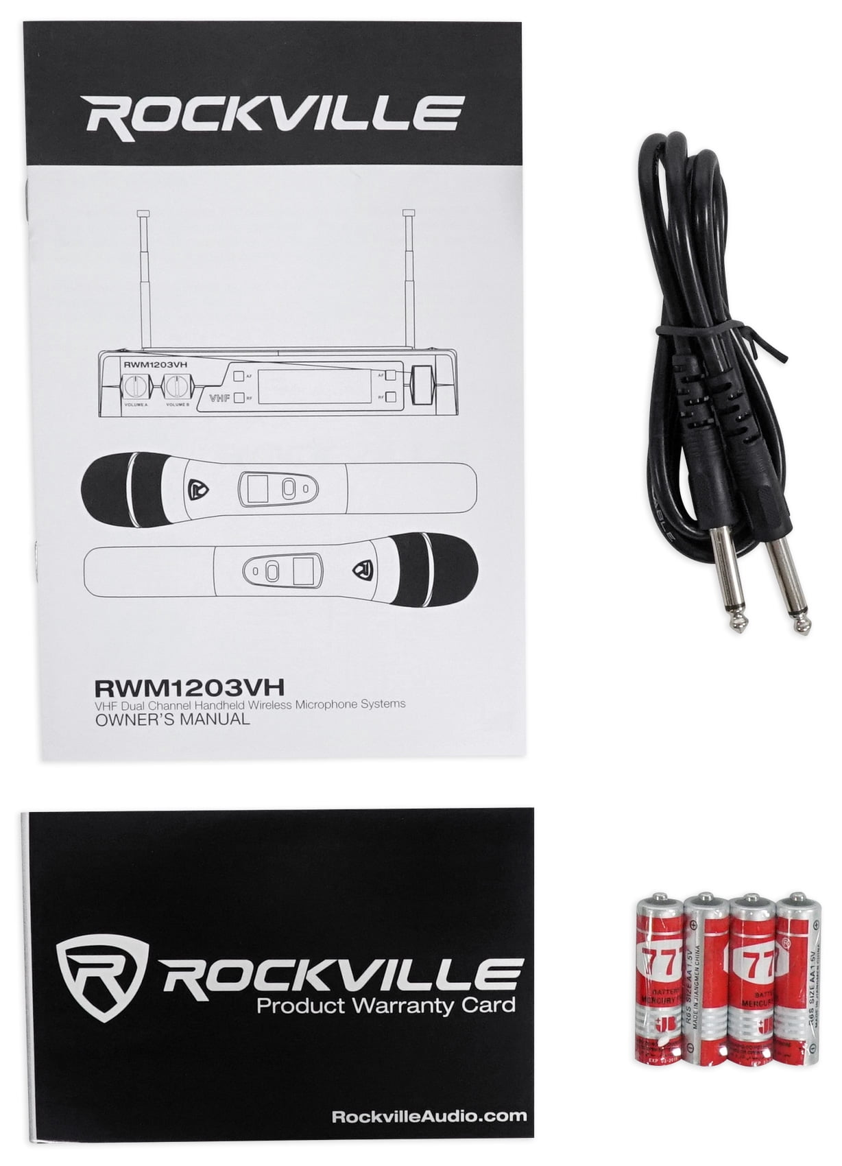 Rockville RWM1203VH VHF Wireless Dual HandHeld Microphone System/Digital Display