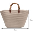 thumbnail image 6 of Kukuzhu Summer Beach Bag for Women Bamboo Handle Handbag Purse Soft Woven Tote Bag Handmade Beach Purse for Vacation, 6 of 6