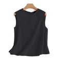thumbnail image 4 of VONDA Women Round Neck Sleeveless Solid Color Tank Tops Crop Tops, 4 of 5