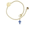 thumbnail image 2 of Delight Jewelry Silvertone Small Blue Crystal Cross Gold-tone Rose Link Chain Bracelet, 6.25"+1.75" Extender, 2 of 4