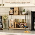 thumbnail image 3 of Countertop Coffee Station Organizer, 2 Tier Wooden Shelf for Coffee Bar Accessories, Condiment Storage Caddy for Kitchen, Home, Office - Brown, 3 of 4