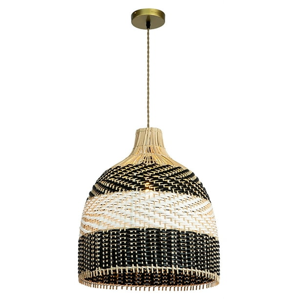 Ele Light Decor Bamboo And Rattan Pendant In Black White Com Decor Bamboo And Rattan Pendant Light, Chandelier Light Shades Black And White