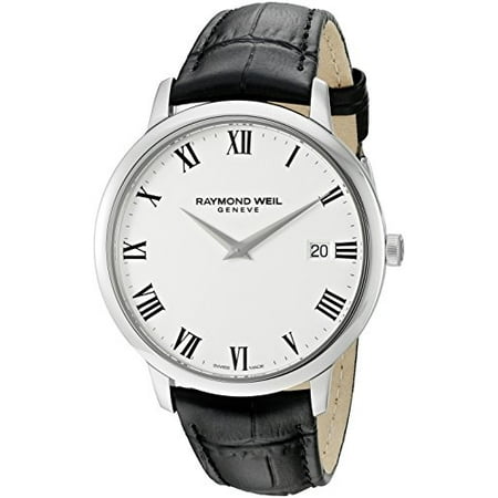 Raymond Weil Men's 'Toccata' Swiss Quartz Stainless Steel and Leather Automatic Watch, Color:Black (Model: