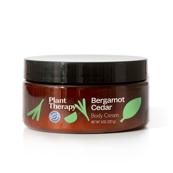 Plant Therapy Bergamot Cedar Body Cream 8 oz Restore Softness & Hydration, Vitamins and Antioxidants to Soften, Smooth, and Firm Skin