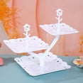 thumbnail image 3 of Oggfader White Plastic Tiered Dessert Stand - Fruit Snack Display Rack for Wedding Party Coffee Table, Easy-Assemble, 3 of 6