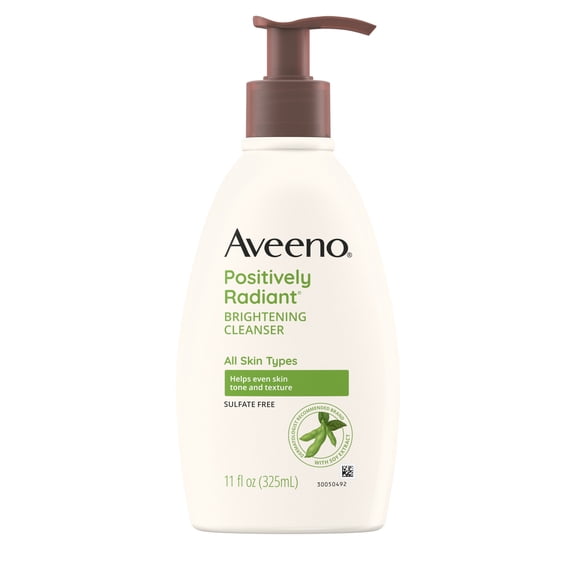 Aveeno Positively Radiant Brightening Cleanser, Soy Extract, 11 fl. oz