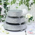 thumbnail image 3 of BalsaCircle 14" Silver Round Embossed Cake Stand Riser Wedding Dessert Display Pedestal Riser Centerpieces, 3 of 6