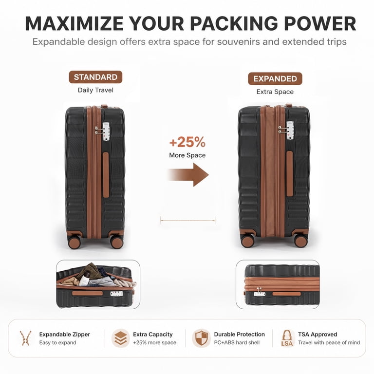 Rosamo 6-Piece Hardshell Luggage Set, Expandable TSA Lock photo 3