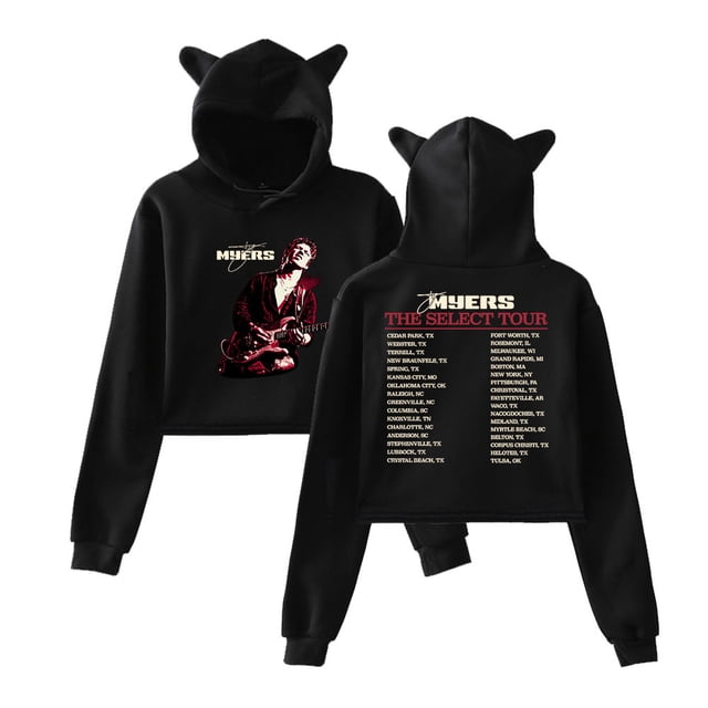 Ty Myers The Select Tour Photo Merch Jersey con capucha con orejas de gato para mujer, ropa de manga larga para mujer