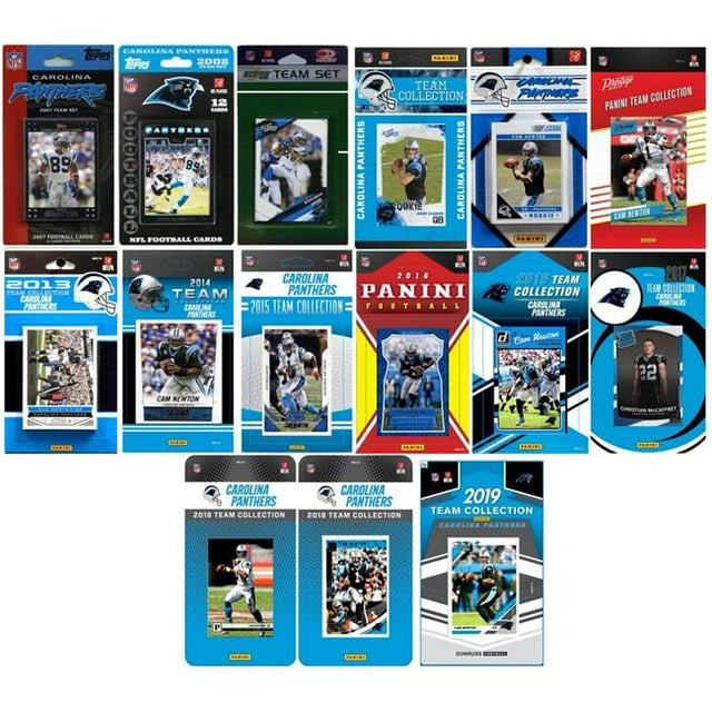 C&I Collectables PANTHERS1519TS NFL Carolina Panthers Ensemble de 15 Cartes à Collectionner sous Licence Différentes