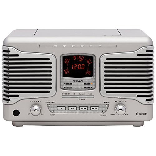 Teac SLD800BT Retro Bluetooth AM/FM Radio Alarm Clock with CD Player (Silver)