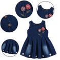 thumbnail image 4 of Beautyzll 1-8Y Toddler Girls Casual Demin Dresses Baby Kids Sleeveless Onesies Jeans Dress Princess Sundress A-Line Skirt, 4 of 9