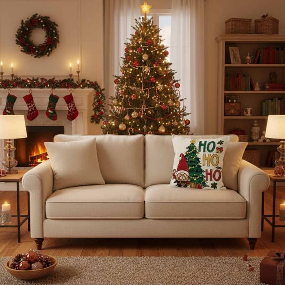 LmnLft Christmas Dwarf Linen Pillowcase, Decorative Holiday Throw Pillow Cover