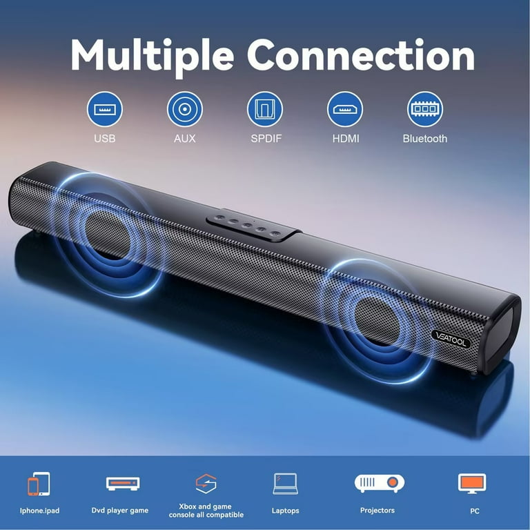VEAT00L 2.1ch Sound Bars for TV Soundbar with Subwoofer Wired Wireless Bluetooth 5.0 3D Surround Speakers Optical HDMI AUX RCA USB Connection