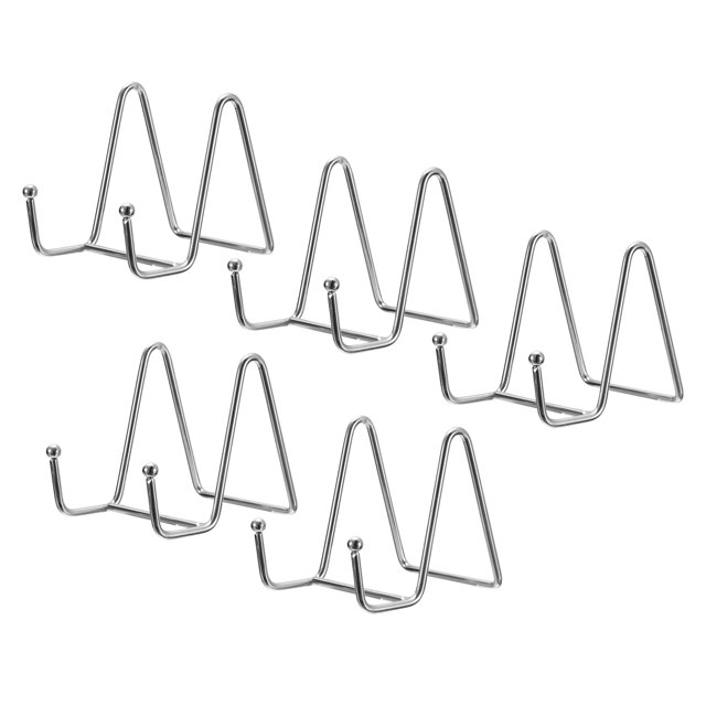 Unique Bargains 5Pack 3Inch Plate Stand for Display Iron Easel Plate Holder for Photo Silver