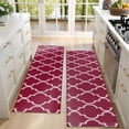 thumbnail image 4 of Kitchen Rugs Sets Of 2,Burgundy Geometric Quatrefoil Pattern Anti Fatigue Kitchen Mat Rugs Non Slip Washable,Decorative Kitchen Floor Mats for Kitchen,Sink,Laundry,17"X47", 4 of 5