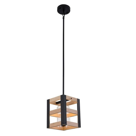 

Farmhouse Metal &Wood Cage Pendant Lamp Attic Dinning Room Ceiling Light Fixture