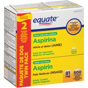 Equate Aspirin Low Dose Tablets, 250 Count, 2 Pack, Spanish