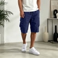 thumbnail image 5 of HKYNLAG Cargo Shorts for Men Lightweigh Casual Comfort Summer Pants Bermuda Shorts with Pockets Knee Length Outdoor Hiking Work Short Navy L, 5 of 5