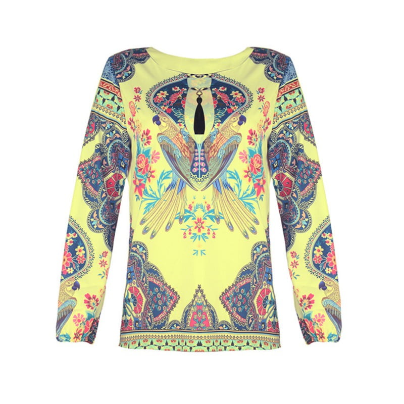 Ladies Boho Floral V-Neck Long Lantern Sleeve Oversize Blouse T Shirt Tops S-3XL Ladies Boho Floral V-Neck Long Lantern Sleeve Oversize Blouse T Shirt Tops S-3XL