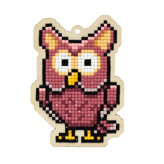Owl CSw403 Diamond Painting on Plywood Kit Embroidery Red Bird By Crafting Spark Easy Small Plastic Wood