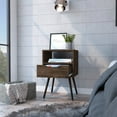 thumbnail image 2 of Otom Nightstand , Superior Top, One Open Shelf, One Drawer, Four Legs White / Light Oak, 2 of 9
