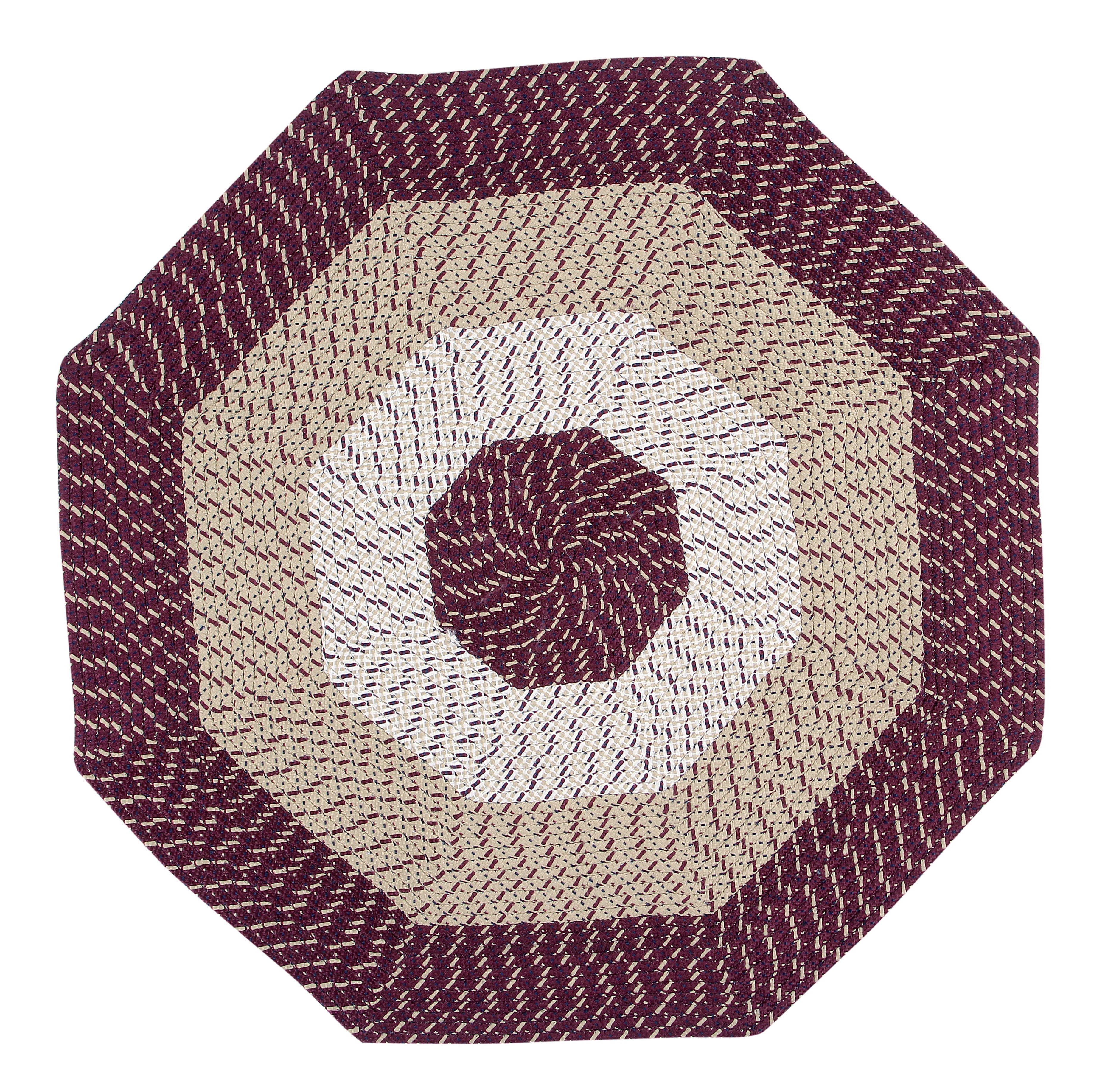 Better Trends Country Braided Rug 4' Octagon Burgundy Striped