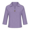 thumbnail image 4 of Women's Casual V-Neck Three-Quarter Sleeve Blouse for Everyday Wear, 4 of 5