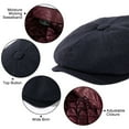 thumbnail image 3 of TOP-EX L/XL/XXL Mens Wool Tweed Newsboy Cap 8 Panel Flat Gatsby Driving Hat Navy Blue Herringbone XL, 3 of 7