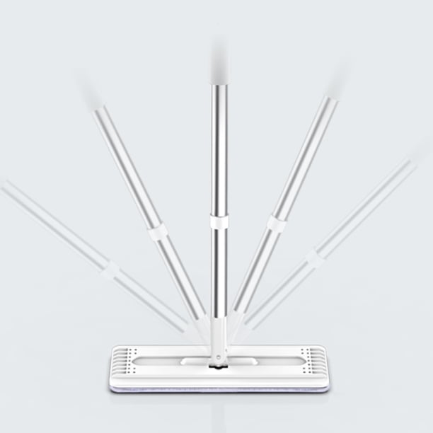 Aocase Grande vadrouille Plate et Seau évolutif, vadrouille de Nettoyage rotative à 360° avec grattoir, vadrouille sèche et Humide pour Le Nettoyage des sols en Bois Dur, carrelage, stratifié,Blanc