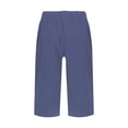 thumbnail image 5 of HKYNLAG Bermuda Shorts for Women Linen Shorts Knee Length Elastic Waist Long Shorts Casual Summer Shorts Petite Capri Pants Dressy Summer Beach Shorts with Pockets Navy L, 5 of 7