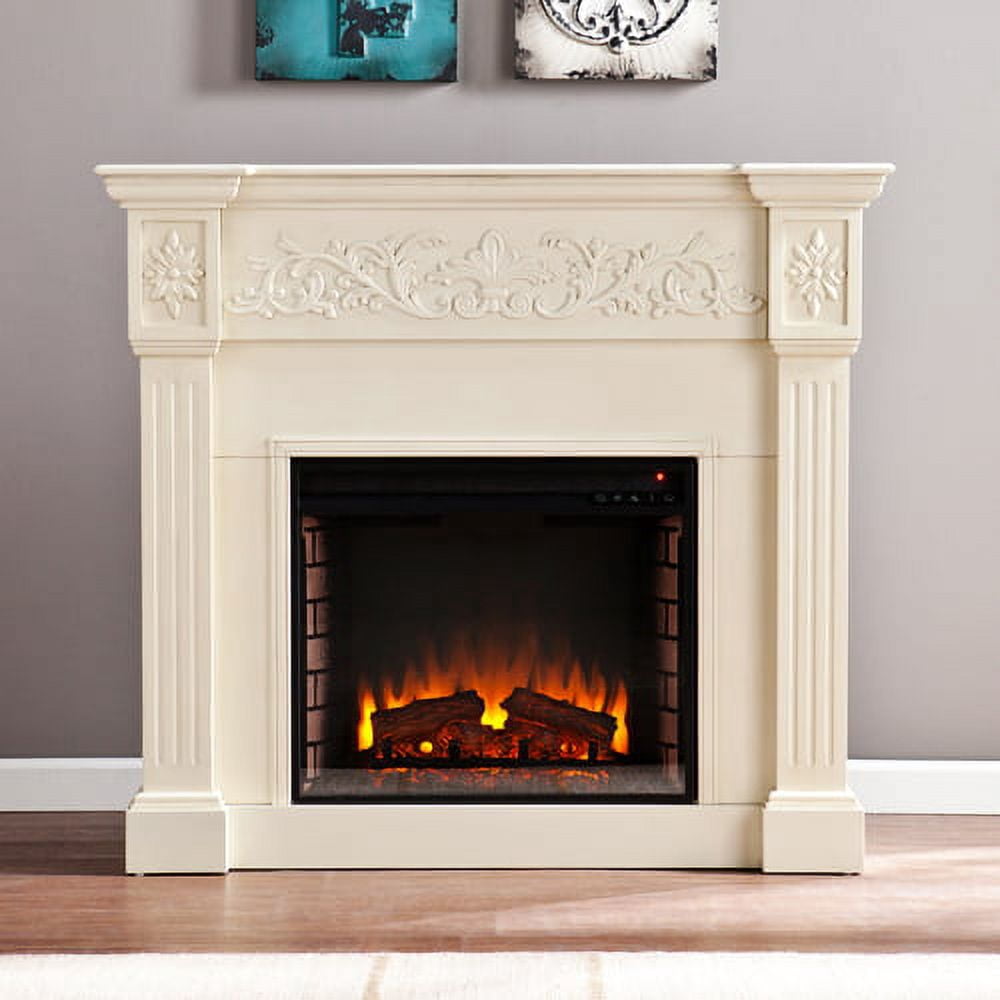 Sei Jaxfyre Traditional style Electric Fireplace in Ivory finish Sansujyuku sansujyuku.com